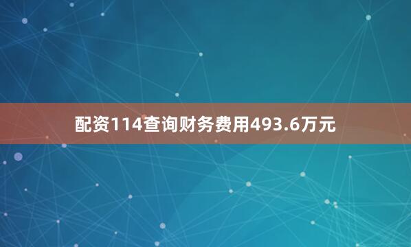 配资114查询财务费用493.6万元