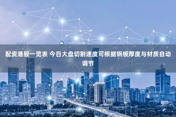 配资港股一览表 今日大盘切割速度可根据钢板厚度与材质自动调节
